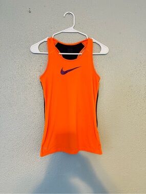 Nike Women's Orange Tank Top with Black Accents